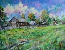 Summer In The Village - oil, canvas