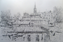 Roofs Of Borovsk - paper, pencil