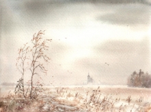 First Snow - paper, watercolors