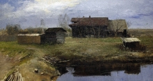 House Near The Pond - oil, canvas