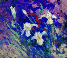 White Irises - oil, canvas