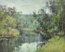 Morning At The River - oil, canvas