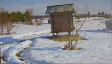 North. Old Barn - oil, canvas