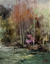 Wild Rosemary At The Brook - oil, canavs