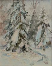 Winter In The Forest - oil, canvas