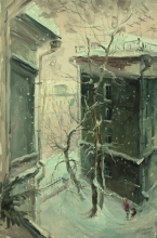 Winter In The Windows - oil, canvas