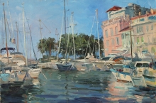 Cannes. Pier - oil, canvas