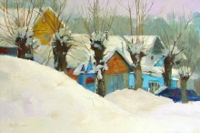 Snowy Winter - oil, canvas