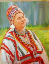 Portrait Of Mordovian Woman - oil, canvas