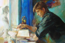 Portrait Of The Artist Yuri Dyrin - oil, canvas