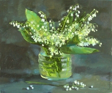 Lilies Of The Valley - oil, canvas on cardboard
