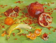 Fruits On Green - oil, canvas