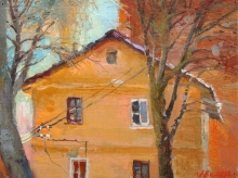 Orange House - oil, canvas