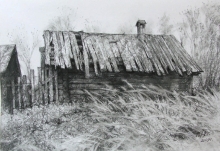 Old Shed - paper, sauce, sepia
