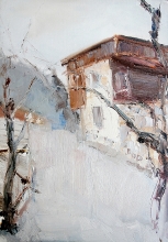 House At Chekhov St - oil, canvas on the cardboard