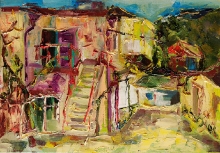 House In The South - oil, canvas on the cardboard
