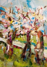 Kolomenskoye. Apple Trees - oil, canvas on the cadboard