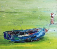 Spring Boat - oil, canvas on the board 