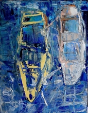 Two Boats - oil, canvas on tha frame