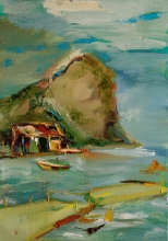 House Of The Fisherman - oil, canvas on the cardboard