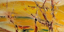 Autumn Boat - oil, canvas on the cardboard