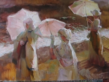 Umbrellas - oil, canvas