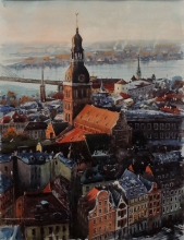 Riga - watercolors, paper