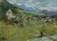 The Carpathian Village - oil, canvas