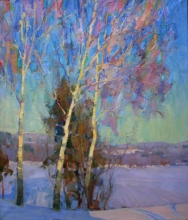 Birch And Snow Distances - oil, canvas
