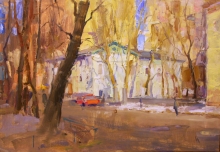 My Courtyard In Moscow - oil, cardboard
