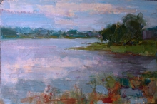 River Teza - oil, cardboard