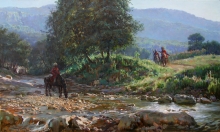 Cossack Horse Patrol - oil, canvas