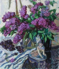Still Life With A Porcelain Statuette - oil, canvas