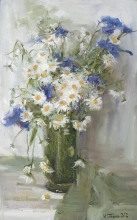 Corn Flowers And Chamomiles - oil, canvas