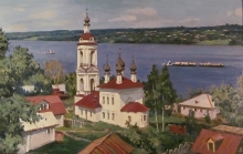 Plyos. Temple On the Volga - oil, canvas