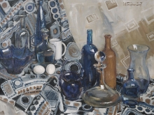 Blue Still Life - oil, canvas