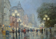 Lights Of Arbat - oil, canvas