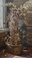 Still Life With Robins Nest - oil, canvas 
