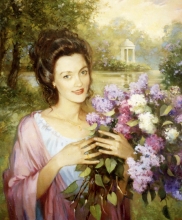 Girl With Lilac - oil, canvas