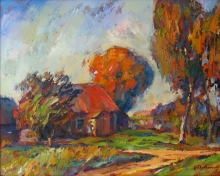 Rural Landscape In Autumn - oil, canvas