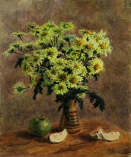 The Green Chrysanthemus - paper, aquarelle