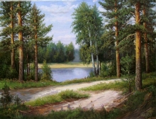 At The Forest Lake - oil, canvas