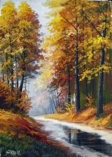 The Autumn In The Park - oil, canvas