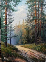 Summer. Magpies - oil, canvas