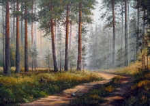 Sosnovy Bor With A Magpie - oil, canvas