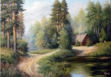 The Forest Hut - oil, canvas