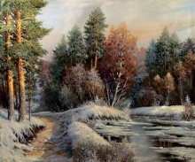 November. The First Snow - oil, canvas