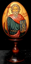 Andrew, The First Called - Easter egg: tempera, acrylic, linden wood, acrylic varnish