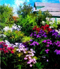 The Flowers In The Garden - oil, canvas, dammar varnish