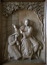 Jesus And Magdalene - high relief, wood carving